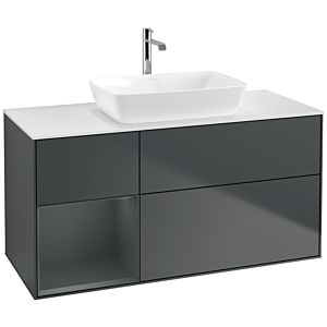 Villeroy und Boch Finion Waschtischunterschrank F821HGHG 120cm, Abdeckplatte white matt, Regale Midnight matt lacquer, Midnight Blue Matt Lacquer