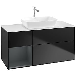 Villeroy und Boch Finion Waschtischunterschrank F821HGPD 120cm, Abdeckplatte white matt, Regale Midnight matt lacquer, Black matt lacquer