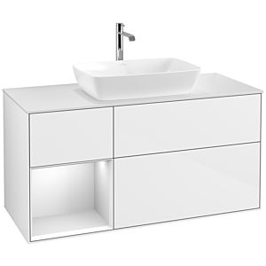 Villeroy and Boch Finion Villeroy and Boch Finion F821MTGF 120cm, cover plate white matt, shelves white matt lacquer, glossy white lacquer