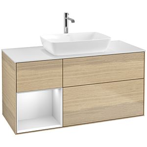 Villeroy und Boch Finion Waschtischunterschrank F821MTPC 120cm, Abdeckplatte white matt, Regale White matt lacquer, Oak Veneer