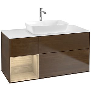 Villeroy und Boch Finion Waschtischunterschrank F821PCGN 120cm, Abdeckplatte white matt, Regale Oak Veneer, Walnut veneer