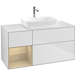 Villeroy et Boch Finion Villeroy et Boch F821PCMT 120cm, plaque de finition blanc mat, étagères Oak Veneer , laqué blanc mat