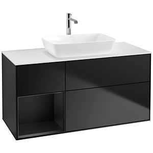 Villeroy und Boch Finion Waschtischunterschrank F821PDPD 120cm, Abdeckplatte white matt, Regale Black matt lacquer, Black matt lacquer