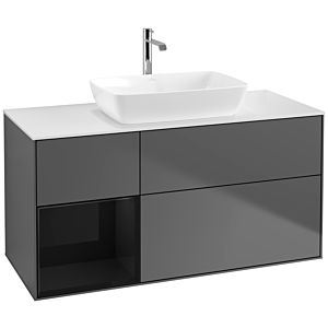 Villeroy and Boch Finion Villeroy and Boch Finion F821PHGK 120cm, white matt top, glossy black lacquer shelves, matt anthracite