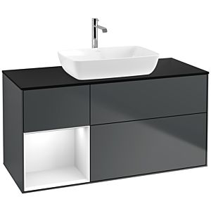Villeroy et Boch Finion Villeroy et Boch F822GFHG 120cm, plaque de finition noir mat, étagères laqué blanc brillant, Midnight Blue Matt Lacquer