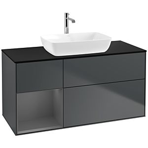 Villeroy et Boch Finion Villeroy et Boch F822GKHG 120cm, couvercle noir mat, étagères Laque anthracite mat, Midnight Blue Matt Lacquer
