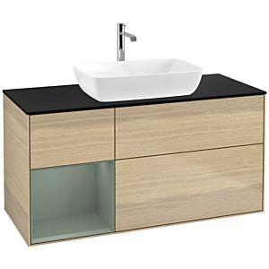 Villeroy and Boch Finion Villeroy and Boch Finion F822GMPC 120cm, cover plate black matt, shelves olive matt lacquer, Oak Veneer