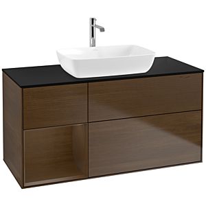 Villeroy et Boch Finion F822GNGN 120cm, plaque de finition noire mate, étagères Walnut Veneer , placage Walnut Veneer