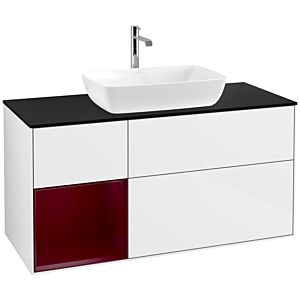 Villeroy and Boch Finion Villeroy and Boch Finion F822HBGF 120cm, cover plate black matt, shelves Peony matt lacquer, glossy white lacquer