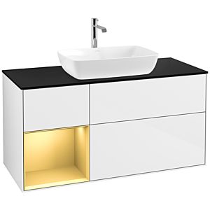 Villeroy and Boch Finion Villeroy and Boch Finion F822HFGF 120cm, cover plate black matt, shelves gold matt lacquer, glossy white lacquer