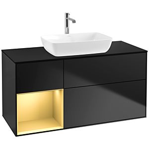 Villeroy and Boch Finion Villeroy and Boch Finion F822HFPD 120cm, cover plate black matt, shelves gold matt lacquer, black matt lacquer