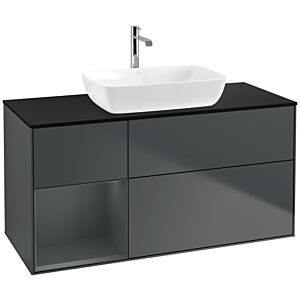 Villeroy und Boch Finion Waschtischunterschrank F822HGHG 120cm, Abdeckplatte black matt, Regale Midnight matt lacquer, Midnight Blue Matt Lacquer