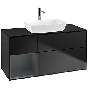 Villeroy et Boch Finion Villeroy et Boch F822HGPD 120cm, plaque de finition noir mat, étagères laqué mat minuit, laqué noir mat