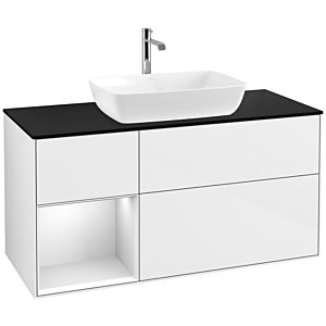 Villeroy and Boch Finion Villeroy and Boch Finion F822MTGF 120cm, cover plate black matt, shelves white matt lacquer, glossy white lacquer
