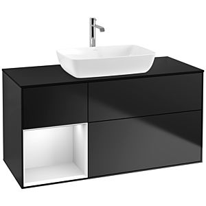 Villeroy and Boch Finion Villeroy and Boch Finion F822MTPD 120cm, cover plate black matt, shelves white matt lacquer, black matt lacquer