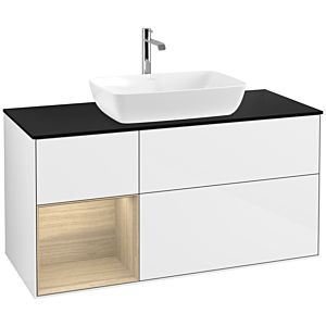 Villeroy and Boch Finion Villeroy and Boch Finion F822PCGF 120cm, cover plate black matt, shelves Oak Veneer , glossy white lacquer