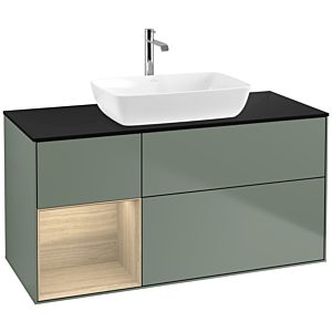 Villeroy and Boch Finion Villeroy and Boch Finion F822PCGM 120cm, cover plate black matt, shelves Oak Veneer , Olive Matt Lacquer