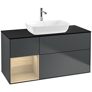 Villeroy et Boch Finion Villeroy et Boch F822PCHG 120cm, plaque de recouvrement noir mat, étagères Oak Veneer , Midnight Blue Matt Lacquer