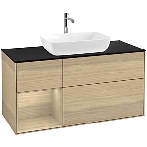 Villeroy et Boch Finion Villeroy et Boch F822PCPC 120cm, plaque de finition noir mat, étagères Oak Veneer , Oak Veneer