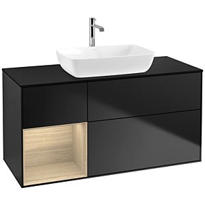 Villeroy and Boch Finion Villeroy and Boch Finion F822PCPD 120cm, cover plate black matt, shelves Oak Veneer , black matt lacquer