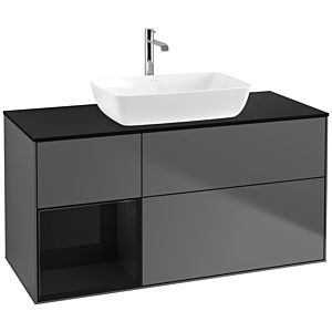 Villeroy and Boch Finion Villeroy and Boch Finion F822PHGK 120cm, cover plate black matt, shelves glossy black lacquer, anthracite matt