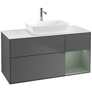 Villeroy and Boch Finion Villeroy and Boch Finion F831GMGK 120cm, cover plate white matt, shelves olive matt lacquer, anthracite matt
