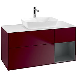 Villeroy und Boch Finion Waschtischunterschrank F831HGHB 120cm, Abdeckplatte white matt, Regale Midnight matt lacquer, Peony Matt