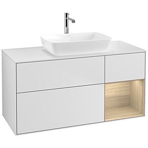 Villeroy und Boch Finion Waschtischunterschrank F831PCMT 120cm, Abdeckplatte white matt, Regale Oak Veneer, White matt lacquer