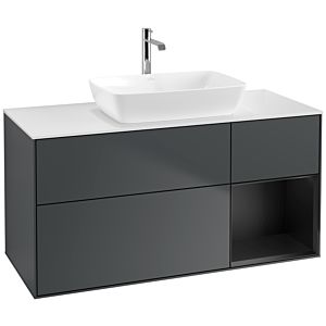 Villeroy und Boch Finion Waschtischunterschrank F831PDHG 120cm, Abdeckplatte white matt, Regale Black matt lacquer, Midnight Blue Matt Lacquer