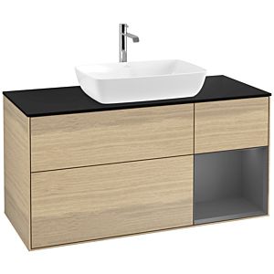 Villeroy et Boch Finion Villeroy et Boch F832GKPC 120cm, plaque de finition noir mat, étagères Laque anthracite mat, Oak Veneer