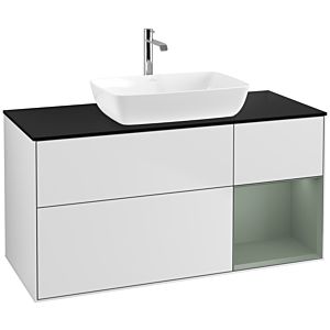 Villeroy and Boch Finion Villeroy and Boch Finion F832GMMT 120cm, cover plate black matt, shelves olive matt lacquer, white matt lacquer