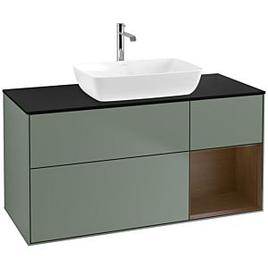 Villeroy and Boch Finion Villeroy and Boch Finion F832GNGM 120cm, cover plate black matt, shelves Walnut Veneer , Olive Matt Lacquer