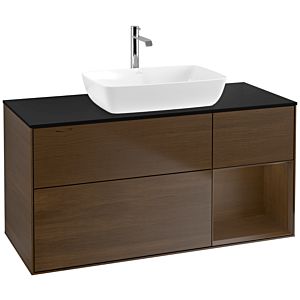 Villeroy et Boch Finion F832GNGN 120cm, plaque de recouvrement noir mat, étagères Walnut Veneer , placage Walnut Veneer