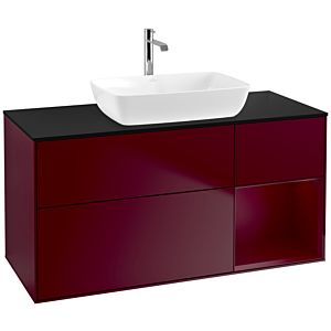Villeroy und Boch Finion Waschtischunterschrank F832HBHB 120cm, Abdeckplatte black matt, Regale Peony matt lacquer, Peony Matt