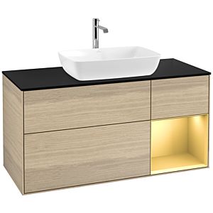 Villeroy and Boch Finion Villeroy and Boch Finion F832HFPC 120cm, cover plate black matt, shelves gold matt lacquer, Oak Veneer