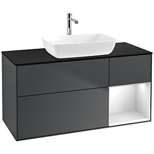 Villeroy et Boch Finion Villeroy et Boch F832MTHG 120cm, plaque de recouvrement noir mat, étagères laqué blanc mat, Midnight Blue Matt Lacquer