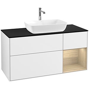 Villeroy and Boch Finion Villeroy and Boch Finion F832PCGF 120cm, cover plate black matt, shelves Oak Veneer , glossy white lacquer