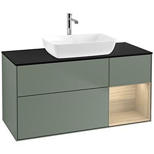 Villeroy et Boch Finion Villeroy et Boch F832PCGM 120cm, couvercle noir mat, étagères Oak Veneer , Olive Matt Lacquer