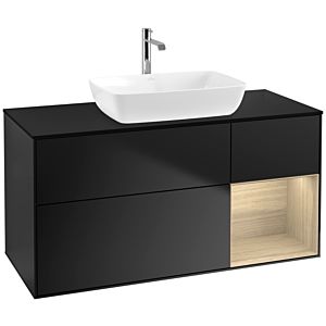 Villeroy et Boch Finion Villeroy et Boch F832PCPD 120cm, plaque de recouvrement noir mat, étagères Oak Veneer , laqué noir mat