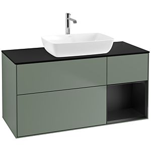 Villeroy und Boch Finion Waschtischunterschrank F832PDGM 120cm, Abdeckplatte black matt, Regale Black matt lacquer, Olive Matt Lacquer