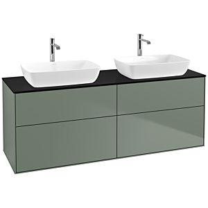 Villeroy und Boch Finion Waschtischunterschrank F84200GM 160x60,3cm, Abdeckplatte black matt, Olive Matt Lacquer
