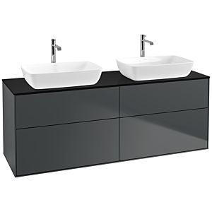 Villeroy und Boch Finion Waschtischunterschrank F84200HG 160x60,3cm, Abdeckplatte black matt, Midnight Blue Matt Lacquer