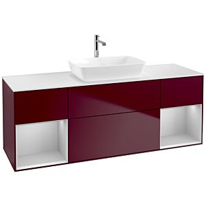 Villeroy und Boch Finion Waschtischunterschrank F861GJHB 160cm, Abdeckplatte white matt, Regale Light grey matt lacquer, Peony Matt