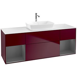 Villeroy et Boch Finion Villeroy et Boch F861GKHB 160cm, plaque de finition blanc mat, étagères laqué anthracite mat, Peony Matt