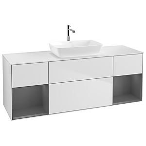 Villeroy et Boch Finion Villeroy et Boch F861GKMT 160cm, couvercle blanc mat, étagères laqué anthracite mat, laqué blanc mat