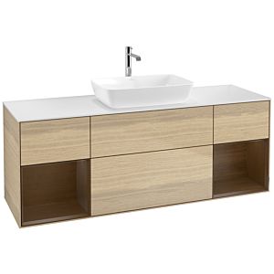 Villeroy et Boch Finion Villeroy et Boch F861GNPC 160cm, plaque de recouvrement blanc mat, étagères Walnut Veneer , Oak Veneer