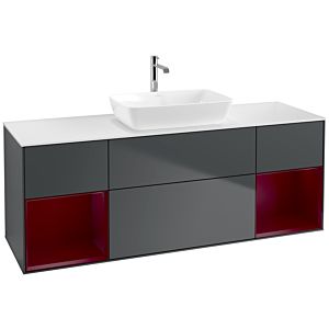 Villeroy und Boch Finion Waschtischunterschrank F861HBHG 160cm, Abdeckplatte white matt, Regale Peony matt lacquer, Midnight Blue Matt Lacquer