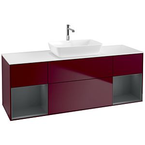 Villeroy und Boch Finion Waschtischunterschrank F861HGHB 160cm, Abdeckplatte white matt, Regale Midnight matt lacquer, Peony Matt