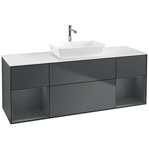 Villeroy und Boch Finion Waschtischunterschrank F861HGHG 160cm, Abdeckplatte white matt, Regale Midnight matt lacquer, Midnight Blue Matt Lacquer