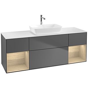 Villeroy et Boch Finion Villeroy et Boch F861PCGK 160cm, plaque de recouvrement blanc mat, étagères Oak Veneer , anthracite mat
